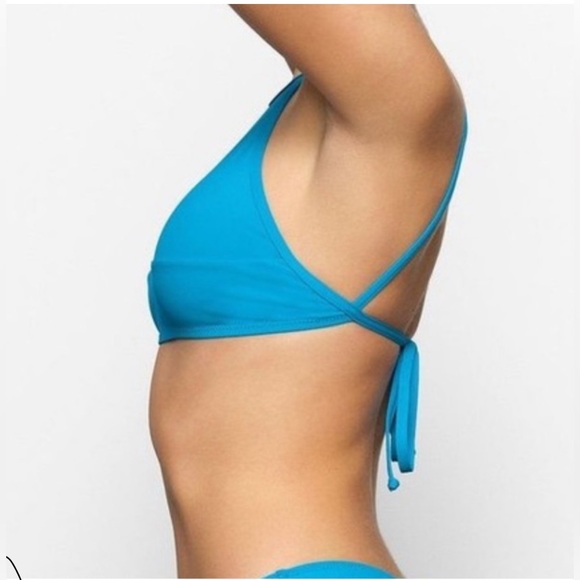 Skims Recycled Swim High Top Neck Top/ Turquoise NWT - Picture 6 of 9